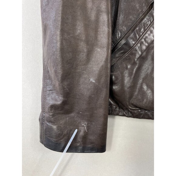 Theory Women's Brown Leather Drawstring Jacket Coat Size Small Full Zip - Picture 5 of 13